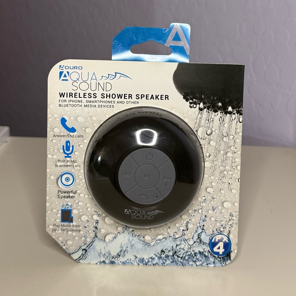 BRAND NEW AquaSound Black Wireless Shower Speaker